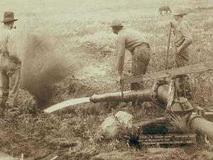 A Golden work. Hydraulic mining. by John C.H. Grabill - Art Print