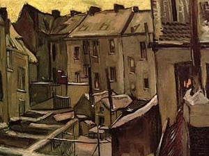 Backyards of Old Houses in Antwerp in the Snow by Vincent van Gogh - Art Print