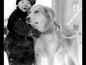 Child with Dog in Alaska - Art Print