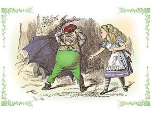 Through the Looking Glass: Tweedledum's Fuss by John Tenniel - Art Print