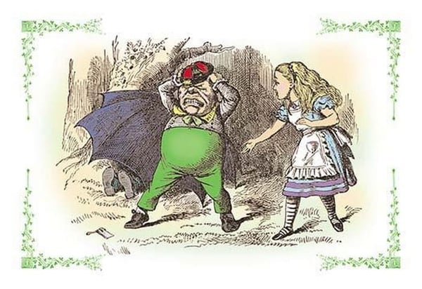 Through the Looking Glass: Tweedledum's Fuss by John Tenniel - Art Print