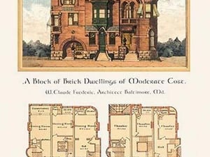 A Block of Brick Dwellings at Moderate Cost - Art Print