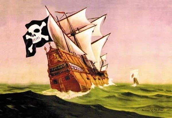 A Pirate Ship With Sails All Set by Anton K. Skillin - Art Print