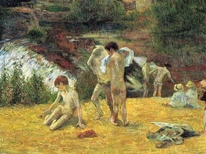 Bathing in the mill of Bois d'Amour by Paul Gauguin - Art Print