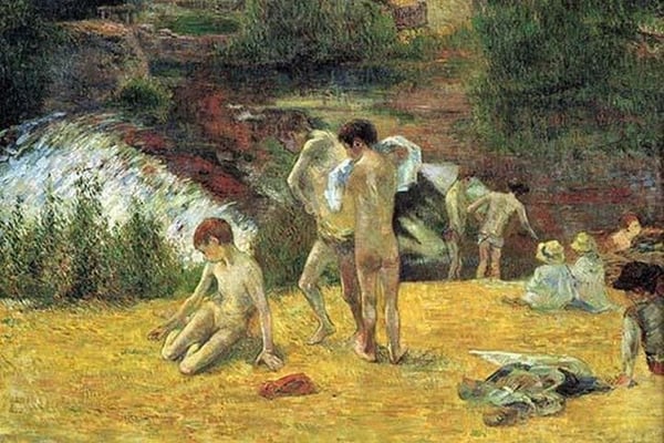 Bathing in the mill of Bois d'Amour by Paul Gauguin - Art Print