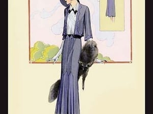 Stylish Blue Suit with Stole by Atelier Bachroitz - Art Print
