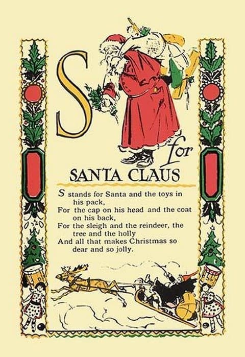 S for Santa Claus by Tony Sarge - Art Print