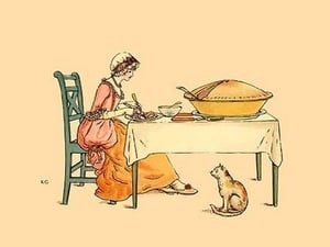 A Slice of Pie and a Hungry Kitten by Kate Greenaway - Art Print