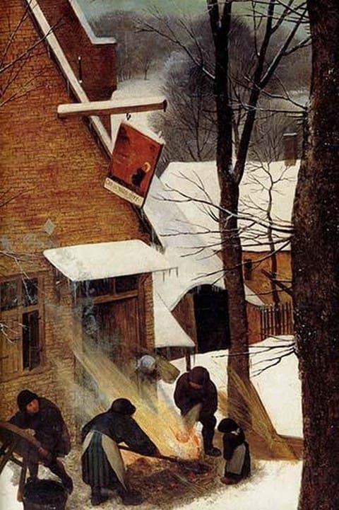 Hunters in the Snow - Detail - by Pieter the Elder Brueghel #2 - Art Print