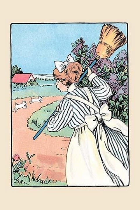 The Maid with the Broom by Julia Dyar Hardy - Art Print
