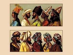A Variety of Asiatic Head-Coverings by Auguste Racinet - Art Print