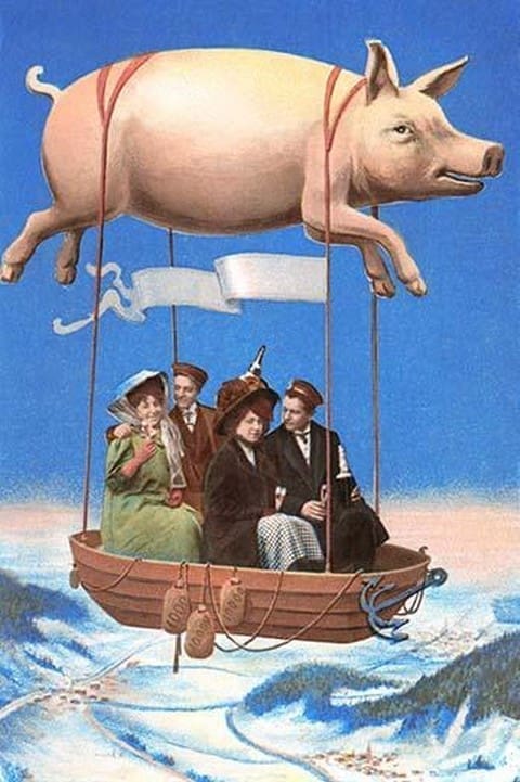Pig Balloon Party - Art Print