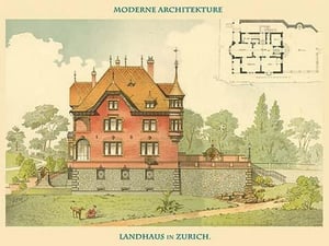Country Home in Zurich - Switzerland by Bluntschli - Art Print