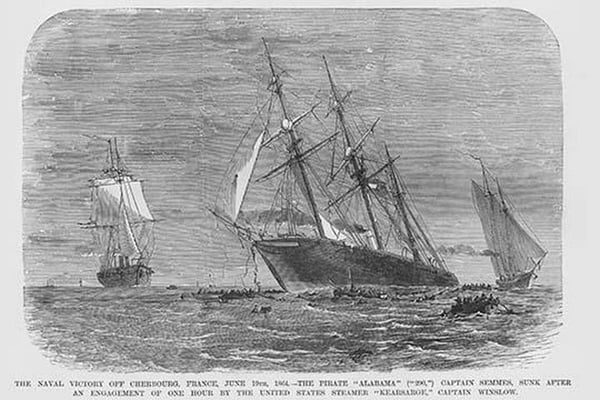 Admiral Semmes defeated in his Confederate Raider Alabama near Cherbourg