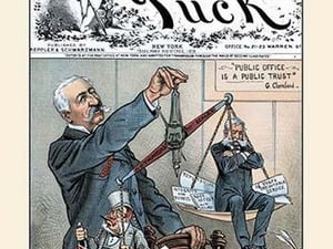 Puck Magazine: False Weights and Measures by Bernhard Gillam - Art Print