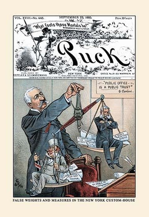 Puck Magazine: False Weights and Measures by Bernhard Gillam - Art Print