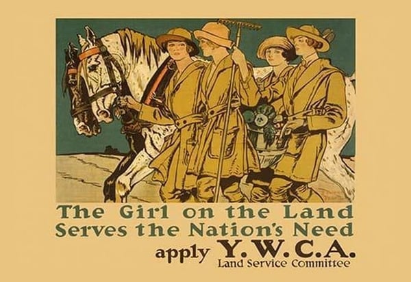 The Girl on Land Serves the Nations Need by Edward Penfield - Art Print