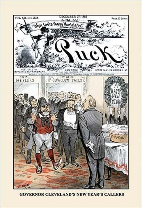 Puck Magazine: Governor Cleveland's New Year's Callers by Frederick Burr Opper - Art Print