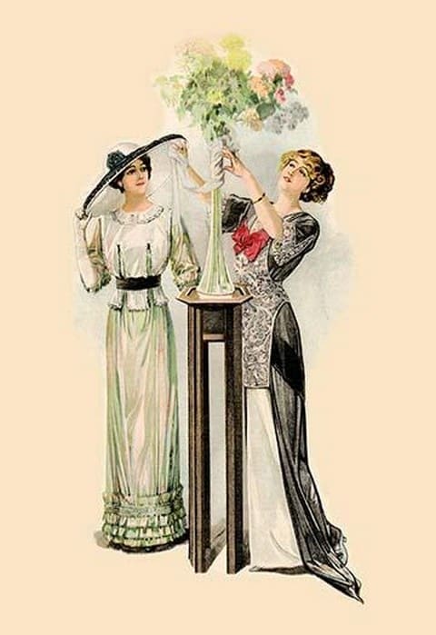 Lady Arranging Flowers - Art Print