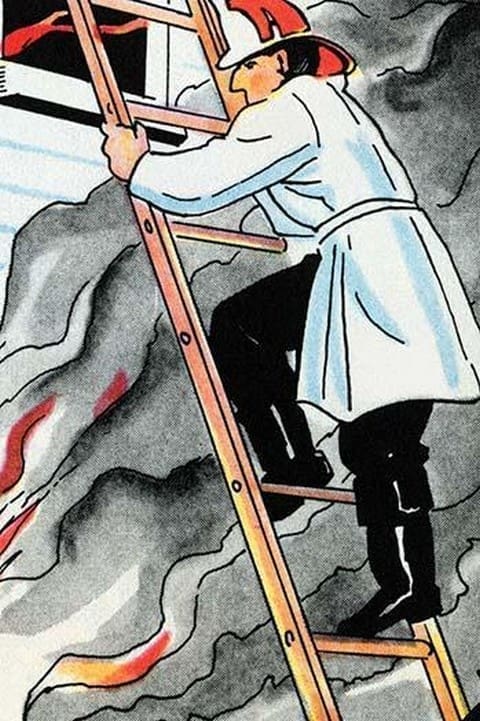 Climbing the Ladder in Harms Way by Julia Letheld Hahn - Art Print