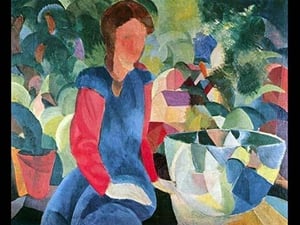 Girls with fish bell by August Macke - Art Print