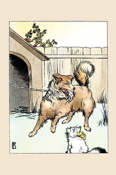 Old Prince tied to His Dog House by Frances Beem - Art Print