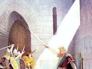 Wallace Draws the King's Sword by N.C. Wyeth - Art Print