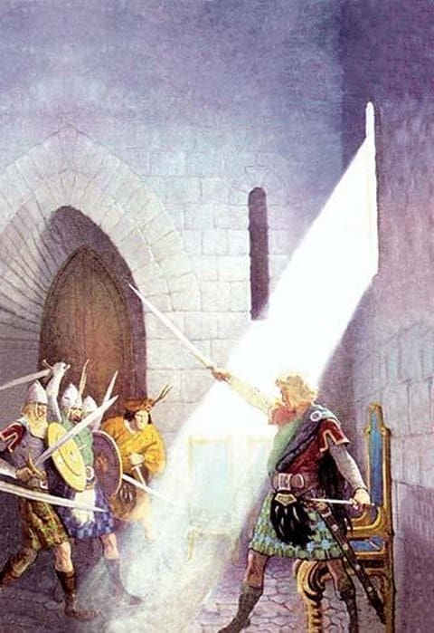 Wallace Draws the King's Sword by N.C. Wyeth - Art Print