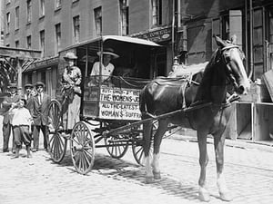 Horse Drawn Women's Suffrage Cart On its way to Boston - Art Print