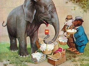 Bear's Picnic Elephant Trunk by R.K. Culver - Art Print