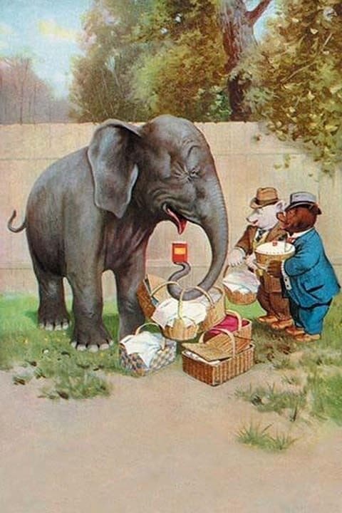 Bear's Picnic Elephant Trunk by R.K. Culver - Art Print