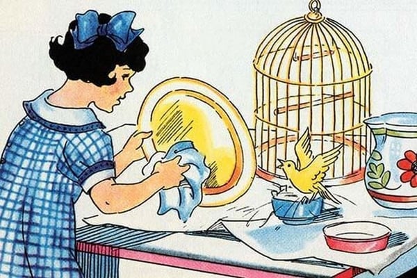Cleaning the Birdcage by Julia Letheld Hahn - Art Print