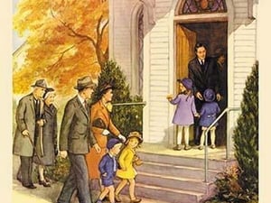 We Go to Church by Dorothy Handsaker - Art Print