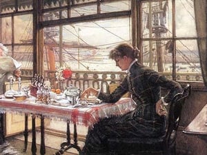 Room with a glance from the port by James Tissot - Art Print