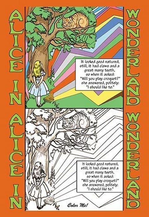 Alice in Wonderland: Alice and the Cheshire Cat - Color Me! by John Tenniel - Art Print