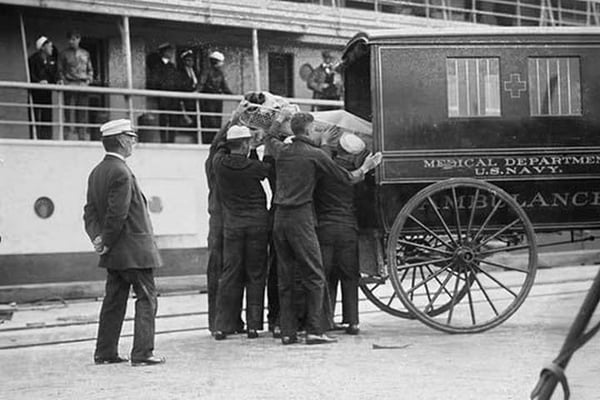 U.S. Navy Ambulance takes Sick Sailors from Hospital Ship - Art Print