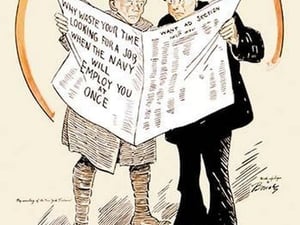 Why waste your time looking for a job when the Navy will employ you at once by Clare A. Briggs - Art Print