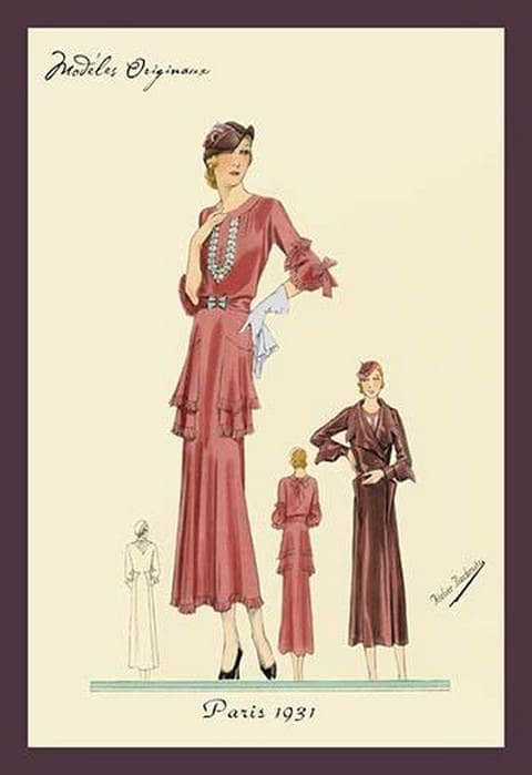 Pink Daytime Dress and Overcoat by Atelier Bachroitz - Art Print