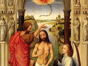 Baptism of Christ by Rogier Van der Weyden. - Art Print