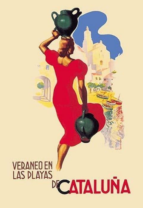 Veraneo en las playas de Cataluna by A. Gual - Art Print