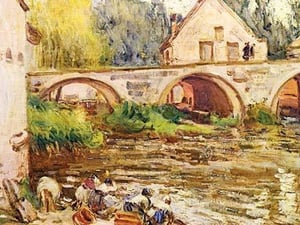 The Laundresses by Moret by Alfred Sisley - Art Print