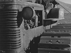 Benji Iguchi on tractor by Ansel Adams #2 - Art Print