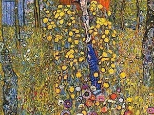 Farmers garden with crucifix by Gustav Klimt - Art Print