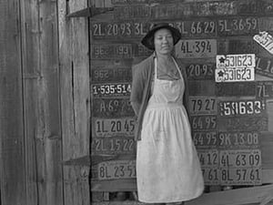 Farm woman beside her barn door by Dorothea Lange - Art Print