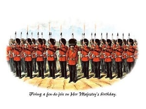 Firing a fen-de-joie on Her Majesty's Birthday by Richard Simkin - Art Print