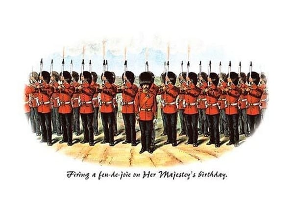 Firing a fen-de-joie on Her Majesty's Birthday by Richard Simkin - Art Print