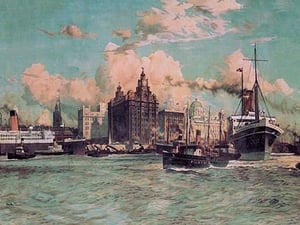 Port Traffic on the River Mersey by Charles Dixon - Art Print