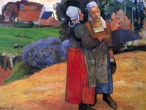 Breton Farmers by Paul Gauguin - Art Print