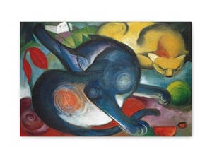 Two Cats, Blue and Yellow by Franz Marc - Canvas Print