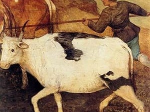 Reentry of Herds in Autumn - Detail by Pieter the Elder Brueghel #2 - Art Print
